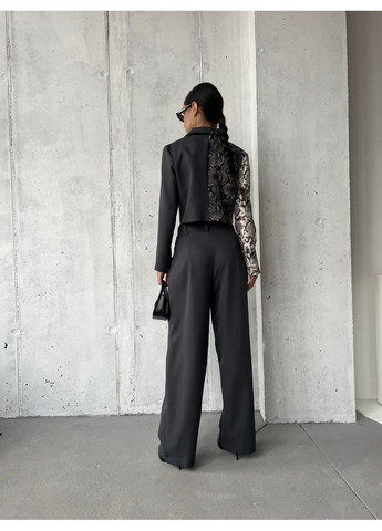 Костюм со змеиным принтом (жакет, брюки), цвет Темно-серый Fashion (365072274)