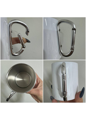 Чашка металева з принтом "Котя топкич" 300 мл з карабіном, біла No Brand (324263117)