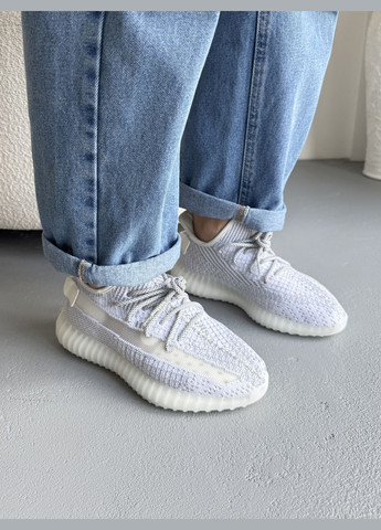 Белые демисезонные кроссовки мужские и женские adidas yeezy boost v2 350 reflective | адидас изи буст 350 рефлективные белые No Brand