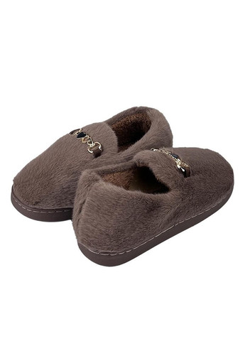 Коричневые женские домашние тапочки меховые с задником коричневые 90692-3 Jomix