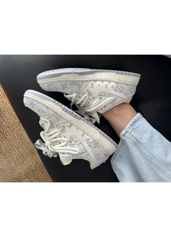 Кросівки жіночі і чоловічі Nike SB Dunk Low x Louis Vuitton White Blue | Найк СБ Данк низькі білі демісезони (370604369)