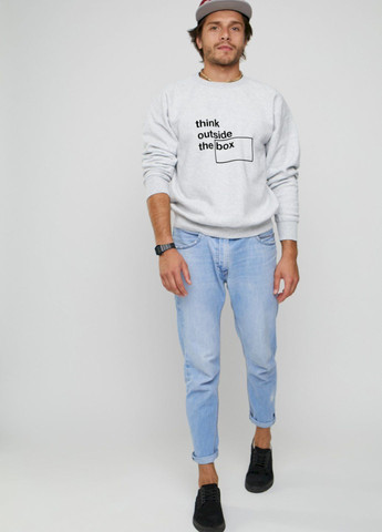 Серый свитшот мужской серый "think outside the box" YAPPI рисунок (303773014)