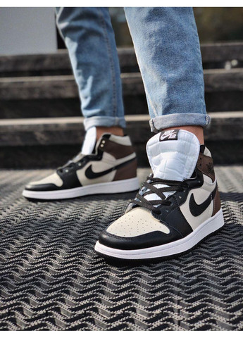 Черные зимние кроссовки мужские nike air jordan 1 high dark mocha найк аид джордан No Brand