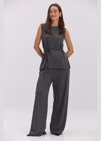 Жіночий трикотажний костюм зі штанами і безрукавкою чорний Arjen (324392961)