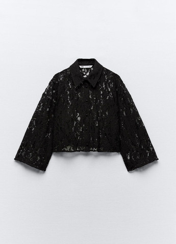 Черная повседневный рубашка с абстрактным узором Zara