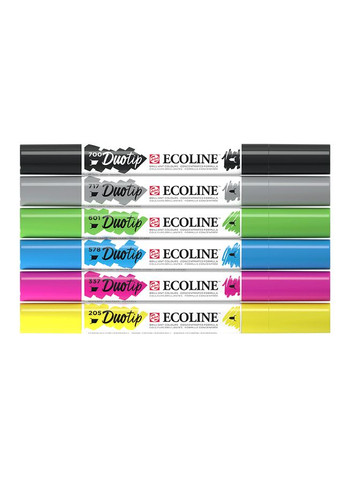 Набор маркеров акварельных двухсторонних ECOLINE DUO TIP BASIC 6шт Royal Talens (362586657)
