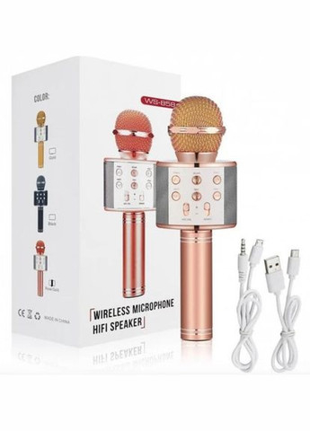 Ручний мікрофон WS-858 Bluetooth USB для дітей золото-рожевий (2046699670) No Brand (328261731)