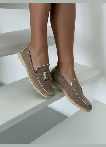 No Brand Стильні жіночі лофери лофери кавовий з штучна замша, — демісезон (322478589)