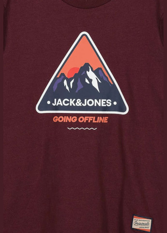Бордова демісезонна футболка для хлопця 12185361 бордова з горами (140 см) Jack & Jones