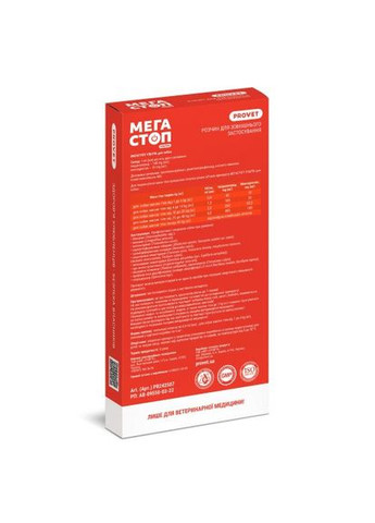 Краплі Мегастоп Ультра для собак до 4 кг, 4 піпетки по 0,4 мл (інсектоакарицид, антигельмінтик) (*) ProVET (322589815)