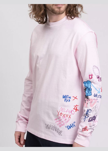 Стильний лонгслів з написами та лого Dsquared2 Лонгслів оверсайз Garment Dye Printed Inscriptions Twisted Ibra (334285569)