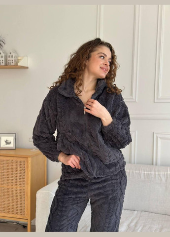 Темно-серая теплая женская пижама GT