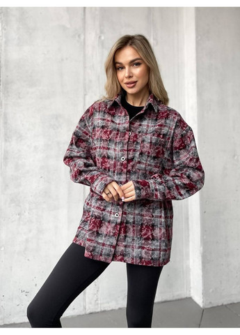 Бордовая кэжуал рубашка в клетку MonCher с длинным рукавом