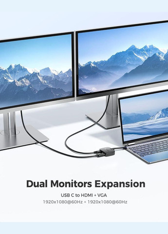 Адаптер-перехідник Type-C to HDMI (4K@60Hz), Type-C to VGA (1920x1080@60Hz) Black Cable Matters (327072374)