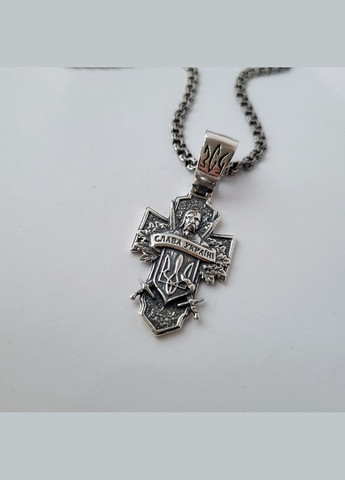 Срібний великий хрест прямий кулон Козак Характерник срібло 925 проби чорнене 3009ч 13.50г No Brand (306742975)