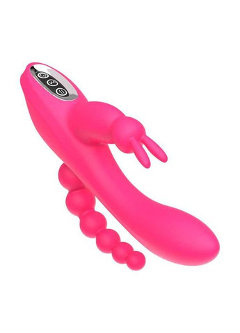 Вагінально-анальний вібратор Super Rebbit 3в1 із 12 режимів вібрації кольору фуксія. Вібратор кролик 3 в 1 China (360603844)
