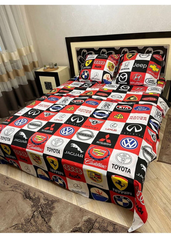 Постельное белье хлопковое Логотип Полуторное 150 x 220 Бязь Красное 50 х 70 No Brand (353700787)