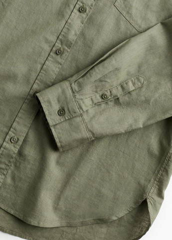 Оливковковая (хаки) кэжуал рубашка в полоску H&M