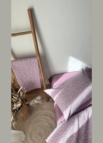 Постельное белье из натурального хлопка Ранфорс жатка Евро 200 x 220 см Сиреневый (П1Е5402-1-02) No Brand (348095081)