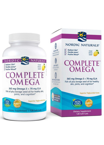 Жирные кислоты Complete Omega, 120 капсул - лимон Nordic Naturals (293338555)