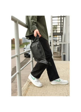 Велика чоловіча шкіряна сумка на пояс бананка Tirso Max чорна Sambag (322870633)