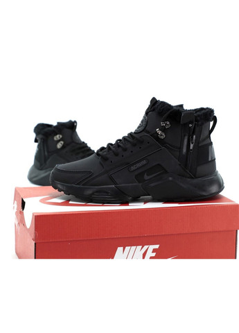 Чорні Зимовий кросівки зимові чоловічі nike huarache x acronym winter mid black fur | найк хуарачі х акронум високі чорні з хутром No Brand