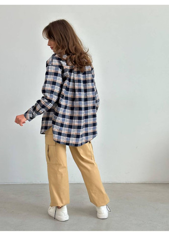 Бежевая кэжуал рубашка в клетку MonCher с длинным рукавом