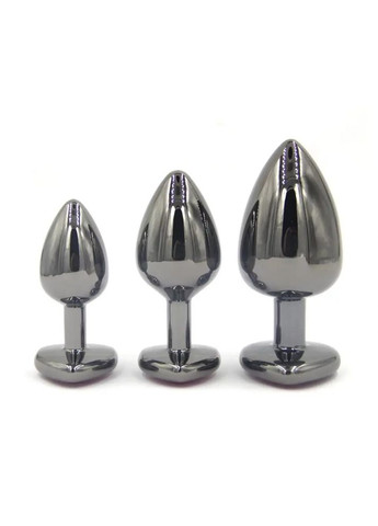 Анальная пробка металлическая Black Heart-Plug L 4,1 см диаметр с камнем медицинская сталь No Brand (303907672)