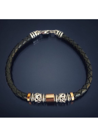 Браслет шкіряний із золотими та срібними вставками 20 см No Brand (355921874)