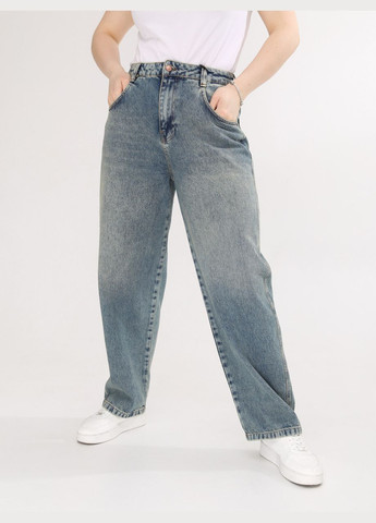 Джинси жіночі синьо-зелені широкі із завищеною посадкою Skater Cracpot - (293486324)