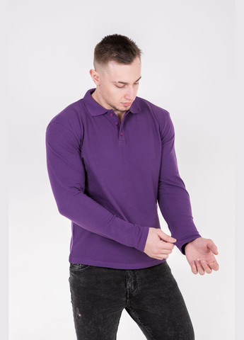Темно-фиолетовая рубашка поло мужская с длинным рукавом TvoePolo