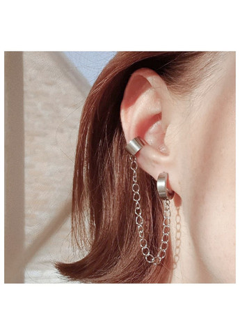 Серебристая серьга кафа панк готика стиль с клипсой на цепочке базовая для подростка модная в одно ухо клипса кэжуал indiekid No Brand (335063905)