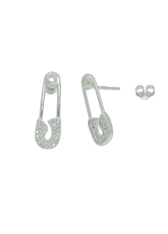 Срібні сережки пусети гвоздики "Булавка" в камінні шпилька No Brand (350667134)