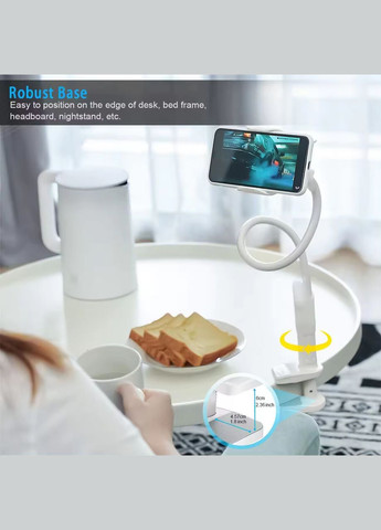 Гибкий держатель для телефона с прищепкой IVY 85 см Flexible Mobile Holder White VHG (334305026)
