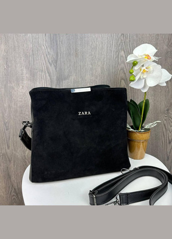 Стильная женская сумка из натуральной замши с магнитом геометрический узор черная (sku_1423) No Brand (330576843)