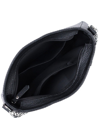 Женская сумка багет с цепочкой и съемным ремешком из зернистой натуральной кожи 22837 Черная Shvigel (313102117)