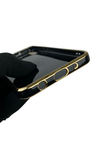 Чохол для Galaxy A10 (SM-A105F) глянцевий з кільцем MagSafe із золотою окантовкою на самсунг а10 чорний gs1 Samsung (366235102)