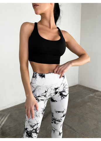 Черно-белые женские спортивные леггинсы лосины бесшовные с пуш-ап (push-up) и v-образным поясом, storm, (бело-черный) FITCRUSH