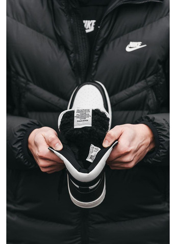 КРОССОВКИ ЖЕНСКИЕ NIKE AIR JORDAN 1 RETRO MID BLACK WHITE V2 НАЙК АИР ДЖОРДАН No Brand чёрные зима (367172986)