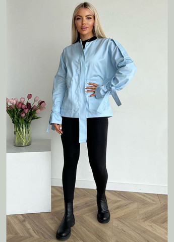 Блакитна демісезонна джинсова куртка жіноча блакитного кольору Let's Shop