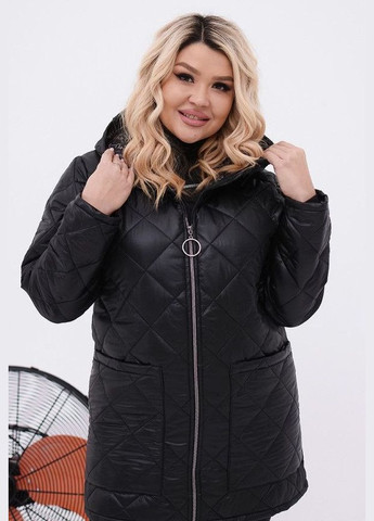 Черная женская теплая стеганная куртка цвет черный р.50/52 449423 New Trend