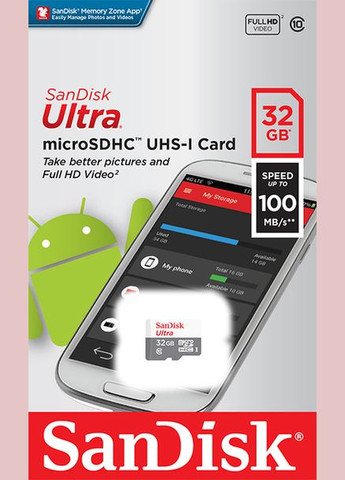 Карта памяти microSDHC UHS1 Ultra Class10 100MB/s 32GB SanDisk (302503875)