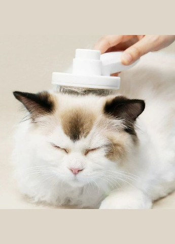 Щетка пуходерка для вычесывания шерсти котов, собак самоочищающаяся 20х7,5см white Verke (297869196)