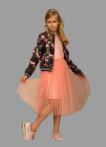 Комбінована демісезонна куртка для дівчинки єко шкіра Baby Angel