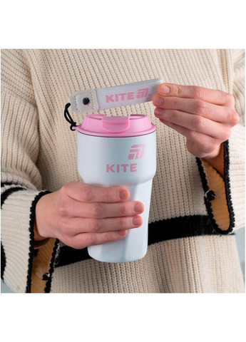 Термокружка 450 мл белая розовая Kite (319843177)