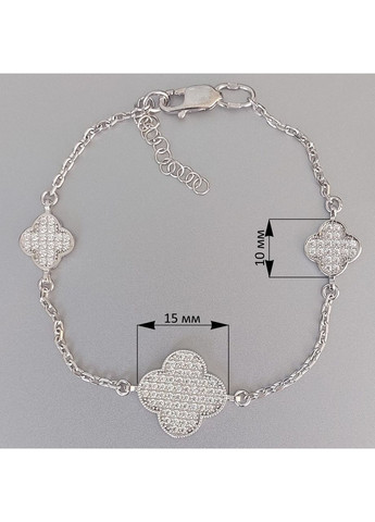 Браслет Клевер из серебра с прозрачными фианитами. No Brand (355921921)