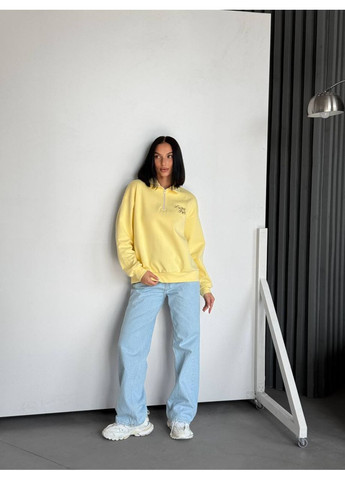 Жовтий 🌟світшот “lucky girl” із вишивкою на удачу | розмірна сітка в описі DK/DL Мода без кордонів напис без декору (364966283)