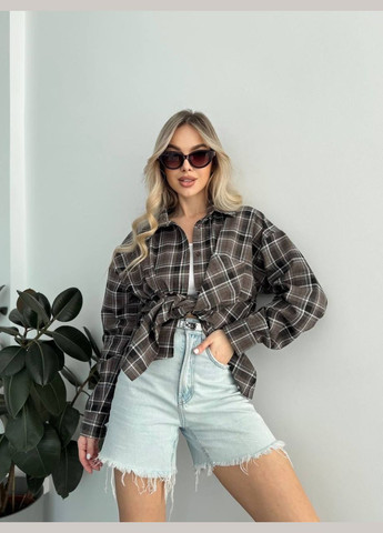 Коричневая повседневный рубашка в клетку No Brand