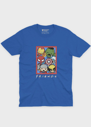 Синяя демисезонная футболка для мальчика с принтом супергероями - мстители (ts001-1-brr-006-025-006-b) Modno