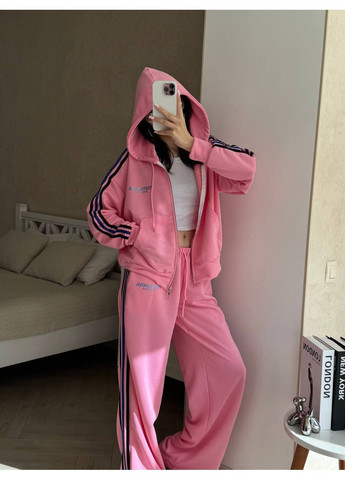 Костюм спортивный оверсайз Турецкая петля кофта с капюшоном и брюки прямые с лампасами Україна (362067081)